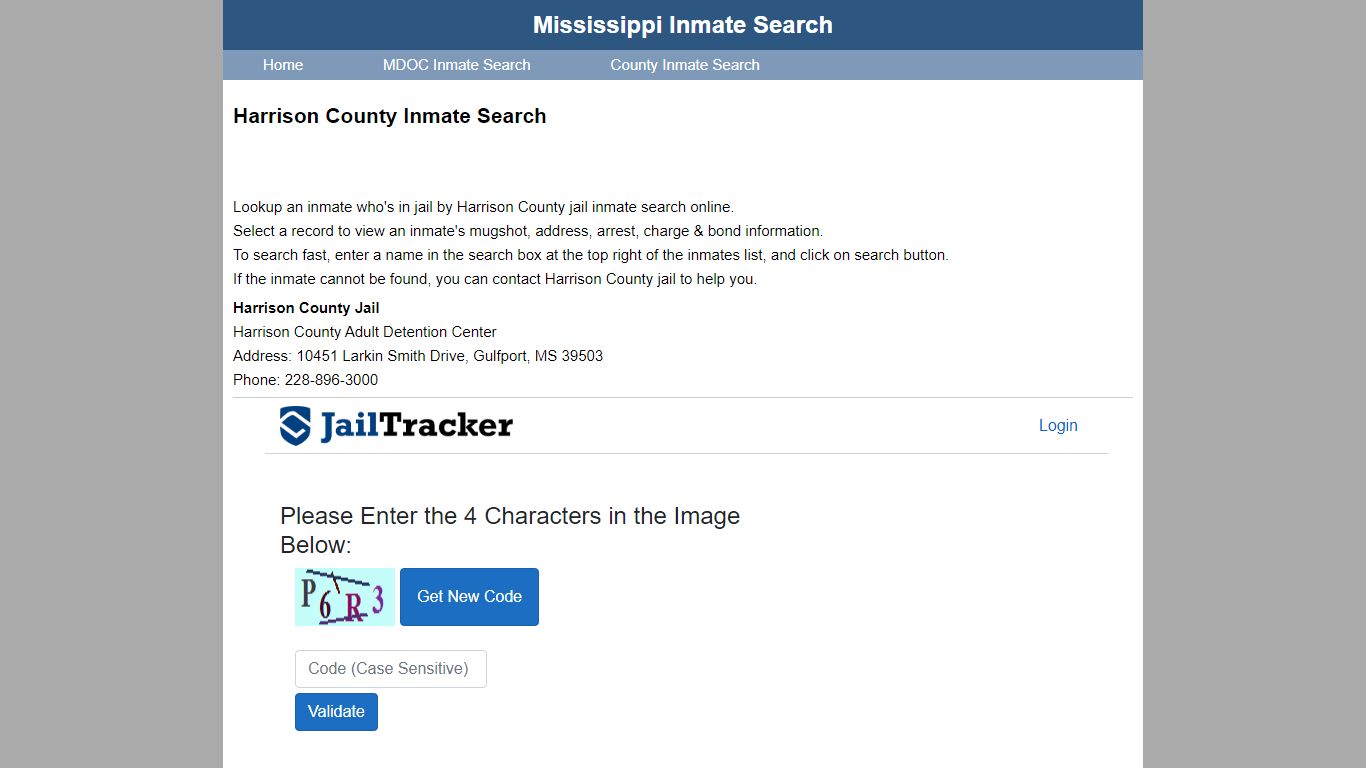 Harrison County Inmate Search